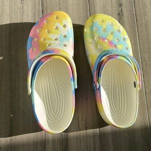 Tie-dye crocs